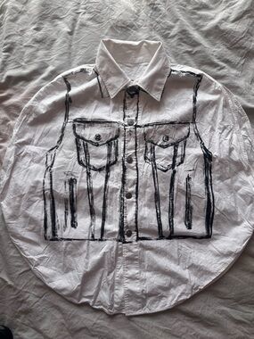 MM6 Maison Margiela Graphic Vest Print Cotton Shirt One Size